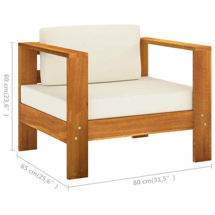 Set fotoliu de grădină cu 10 piese și perne, 100x60 cm, lemn de salcâm WALTI