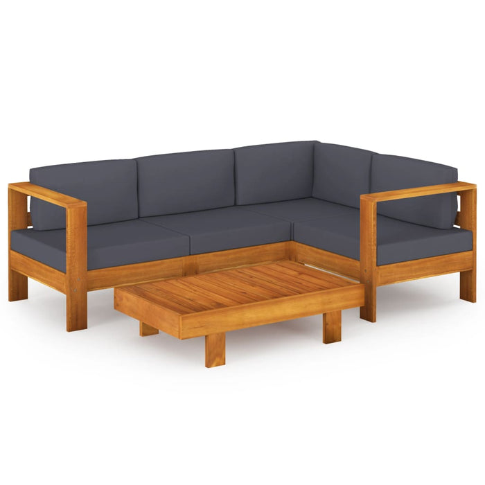 Set mobilier grădină perne gri închis, 5 piese, lemn acacia - WALTI WALTI