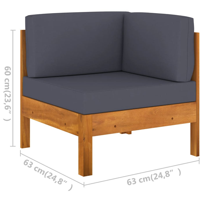 Set mobilier grădină perne gri închis, 5 piese, lemn acacia - WALTI WALTI