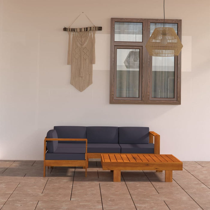 Set mobilier grădină perne gri închis, 5 piese, lemn acacia - WALTI WALTI