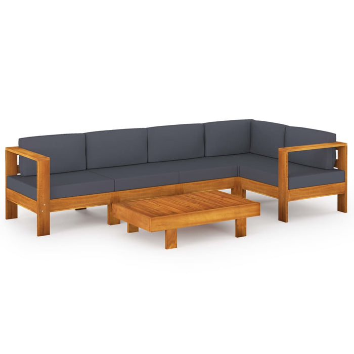 Set mobilier grădină perne gri închis, 6 piese, lemn acacia - WALTI WALTI