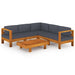 Set mobilier grădină perne, gri închis, 6 piese, lemn acacia - WALTI WALTI