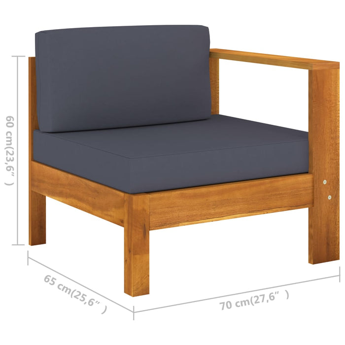 Set mobilier grădină perne, gri închis, 6 piese, lemn acacia - WALTI WALTI