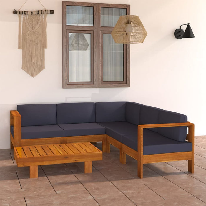 Set mobilier grădină perne, gri închis, 6 piese, lemn acacia - WALTI WALTI