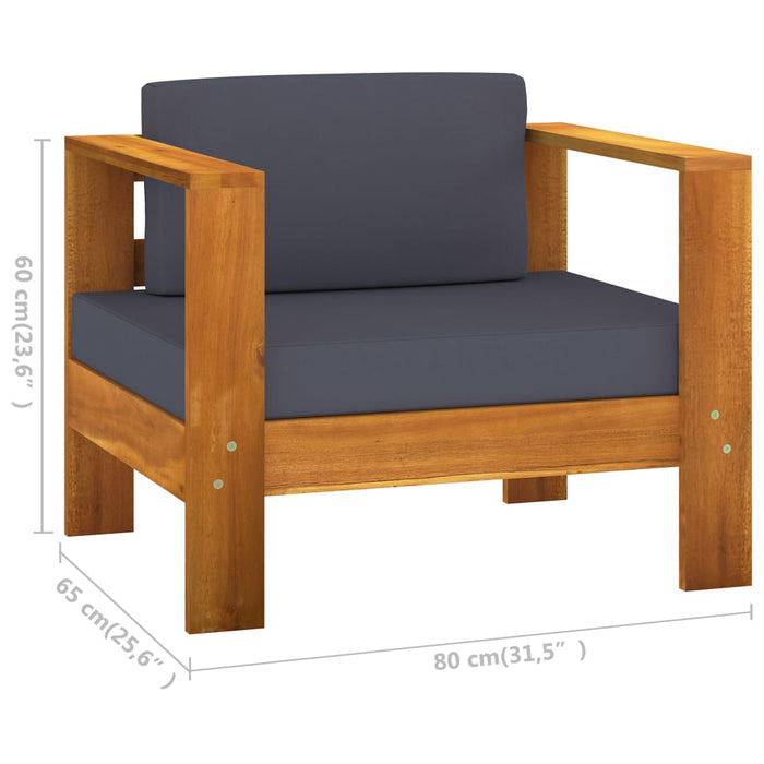 Set mobilier grădină perne gri închis, 7 piese, lemn acacia - WALTI WALTI