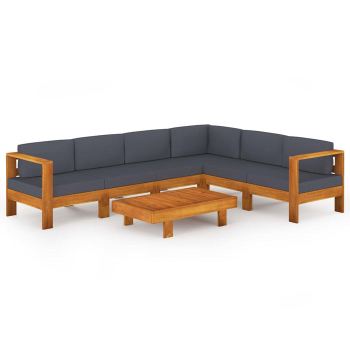 Set mobilier grădină perne gri închis, 7 piese, lemn acacia - WALTI WALTI