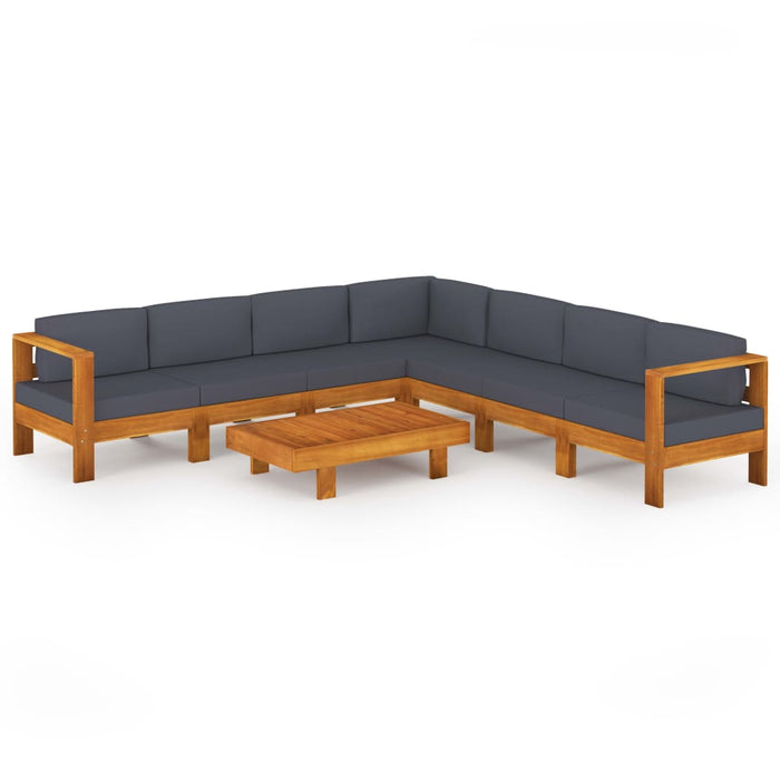 Set mobilier grădină perne gri închis, 8 piese, lemn acacia - WALTI WALTI