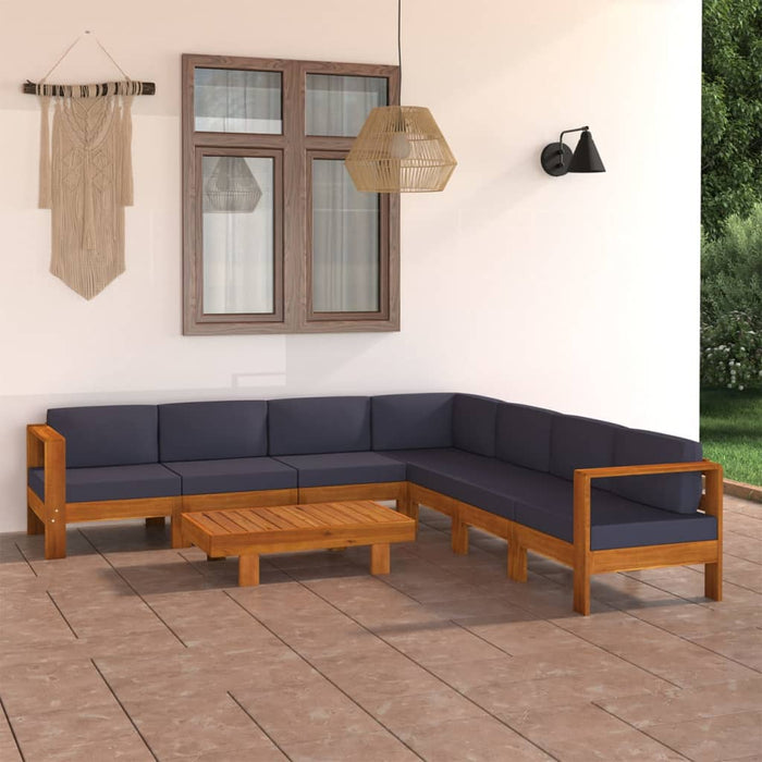 Set mobilier grădină perne gri închis, 8 piese, lemn acacia - WALTI WALTI