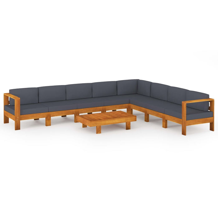 Set mobilier grădină perne gri închis, 9 piese, lemn acacia - WALTI WALTI
