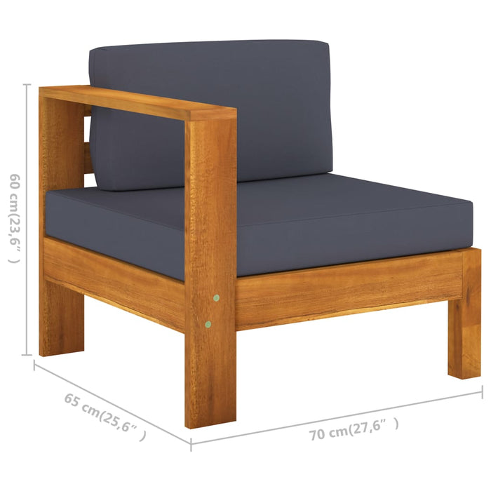 Set mobilier grădină perne gri închis, 9 piese, lemn acacia - WALTI WALTI