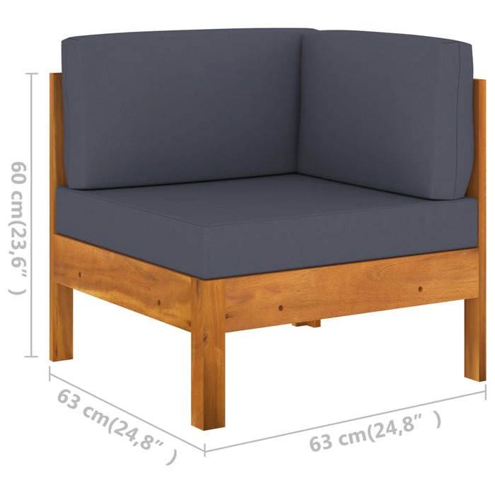 Set mobilier grădină perne gri închis, 9 piese, lemn acacia - WALTI WALTI
