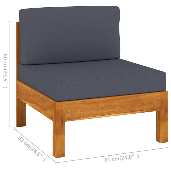 Set mobilier grădină perne gri închis, 9 piese, lemn acacia - WALTI WALTI