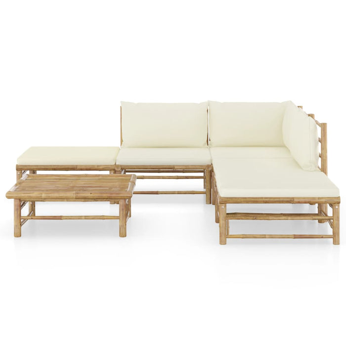 Set mobilier de grădină cu perne alb crem, 6 piese, bambus - WALTI WALTI