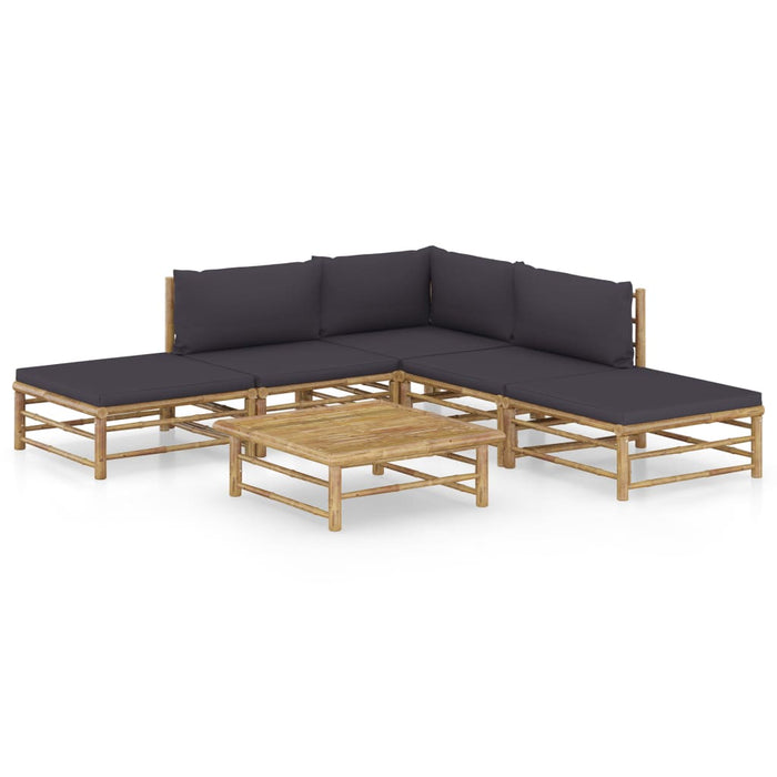 Set mobilier de grădină cu perne gri închis, 6 piese, bambus - WALTI WALTI