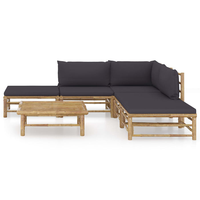 Set mobilier de grădină cu perne gri închis, 6 piese, bambus - WALTI WALTI