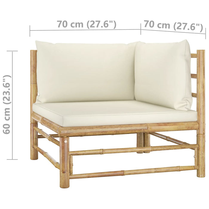 Set mobilier de grădină, cu perne alb crem, 4 piese, bambus - WALTI WALTI