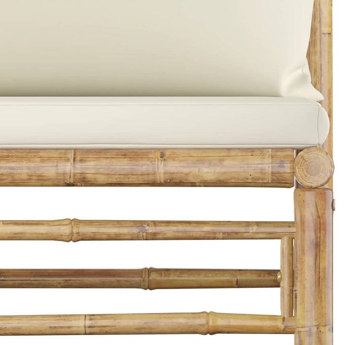 Set mobilier de grădină, cu perne alb crem, 4 piese, bambus - WALTI WALTI