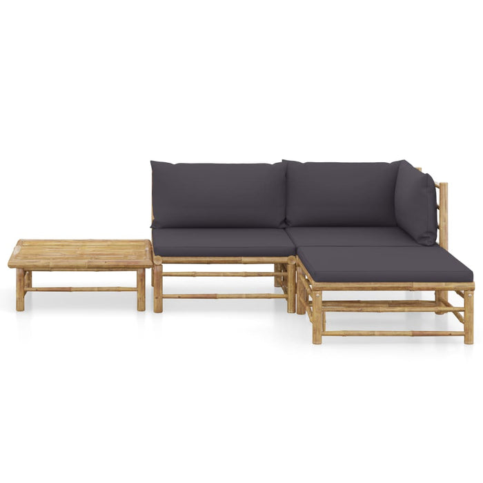 Set mobilier de grădină cu perne gri închis, 4 piese, bambus - WALTI WALTI