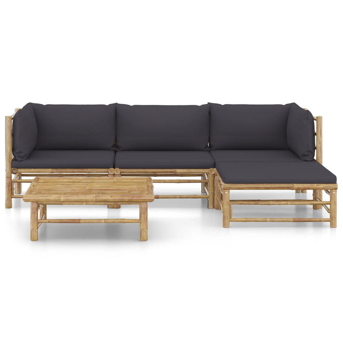 Set mobilier de grădină cu perne gri închis, 5 piese, bambus - WALTI WALTI