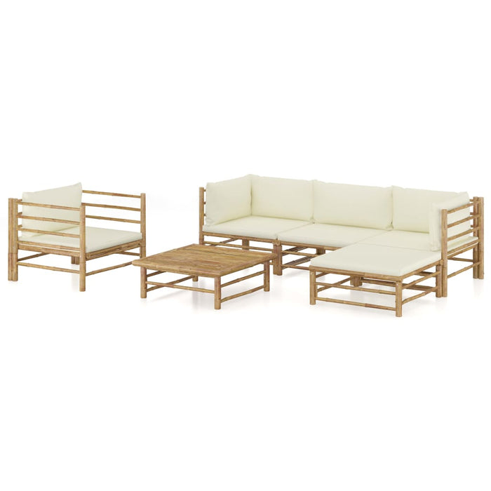 Set mobilier de grădină cu perne alb crem, 6 piese, bambus - WALTI WALTI