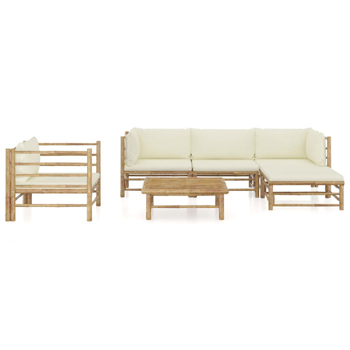 Set mobilier de grădină cu perne alb crem, 6 piese, bambus - WALTI WALTI