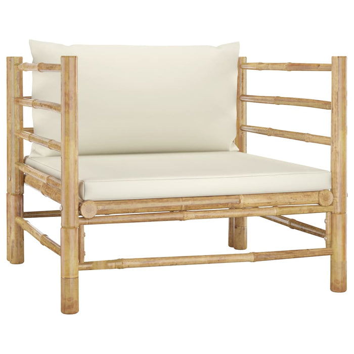 Set mobilier de grădină cu perne alb crem, 6 piese, bambus - WALTI WALTI
