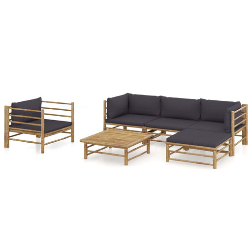 Set mobilier de grădină cu perne gri închis, 6 piese, bambus - WALTI WALTI