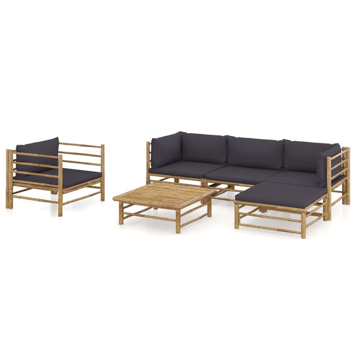Set mobilier de grădină cu perne gri închis, 6 piese, bambus - WALTI WALTI