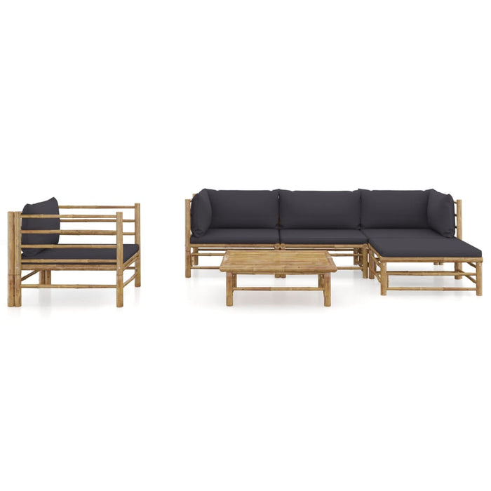Set mobilier de grădină cu perne gri închis, 6 piese, bambus - WALTI WALTI