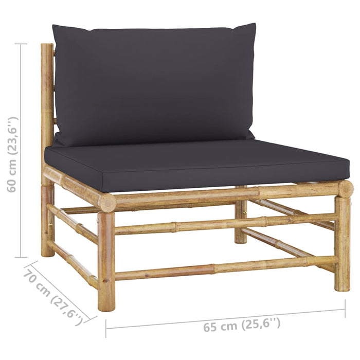 Set mobilier de grădină cu perne gri închis, 6 piese, bambus - WALTI WALTI