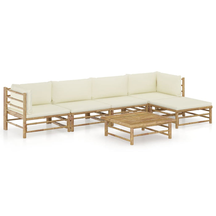Set mobilier de grădină cu perne alb crem, 6 piese, bambus - WALTI WALTI