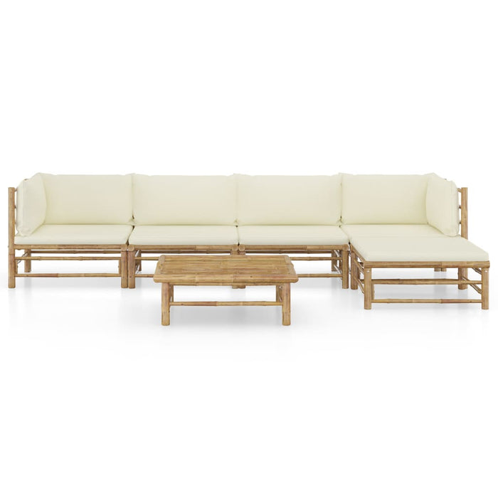 Set mobilier de grădină cu perne alb crem, 6 piese, bambus - WALTI WALTI
