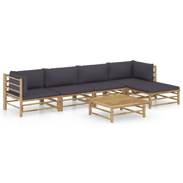 Set mobilier de grădină cu perne gri închis, 6 piese, bambus - WALTI WALTI