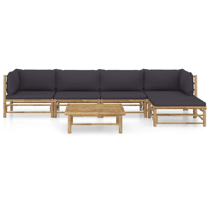 Set mobilier de grădină cu perne gri închis, 6 piese, bambus - WALTI WALTI
