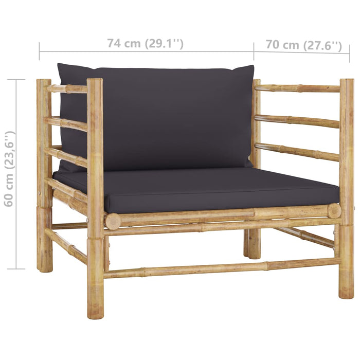 Set mobilier de grădină cu perne gri închis, 7 piese, bambus - WALTI WALTI