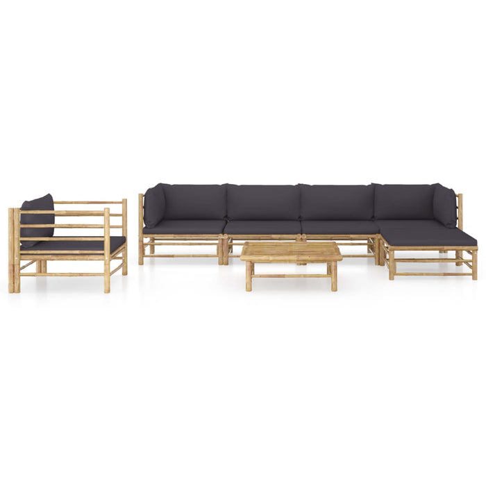 Set mobilier de grădină cu perne gri închis, 7 piese, bambus - WALTI WALTI