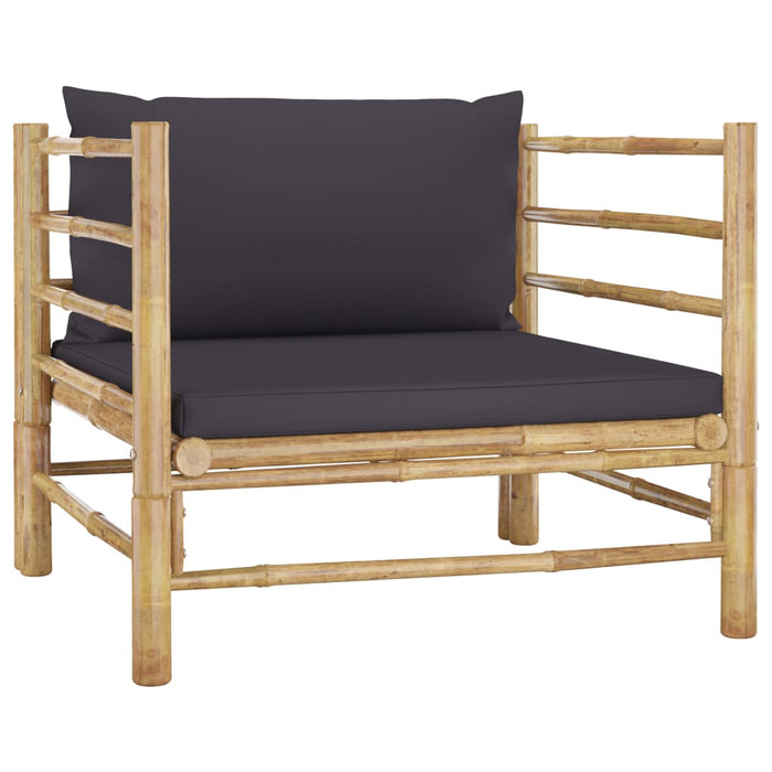 Set mobilier de grădină cu perne gri închis, 7 piese, bambus - WALTI WALTI