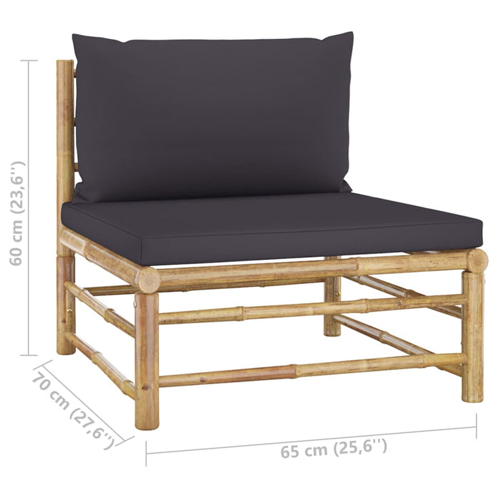 Set mobilier de grădină cu perne gri închis, 7 piese, bambus - WALTI WALTI