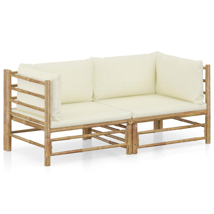Set mobilier de grădină cu perne alb crem, 2 piese, bambus - WALTI WALTI