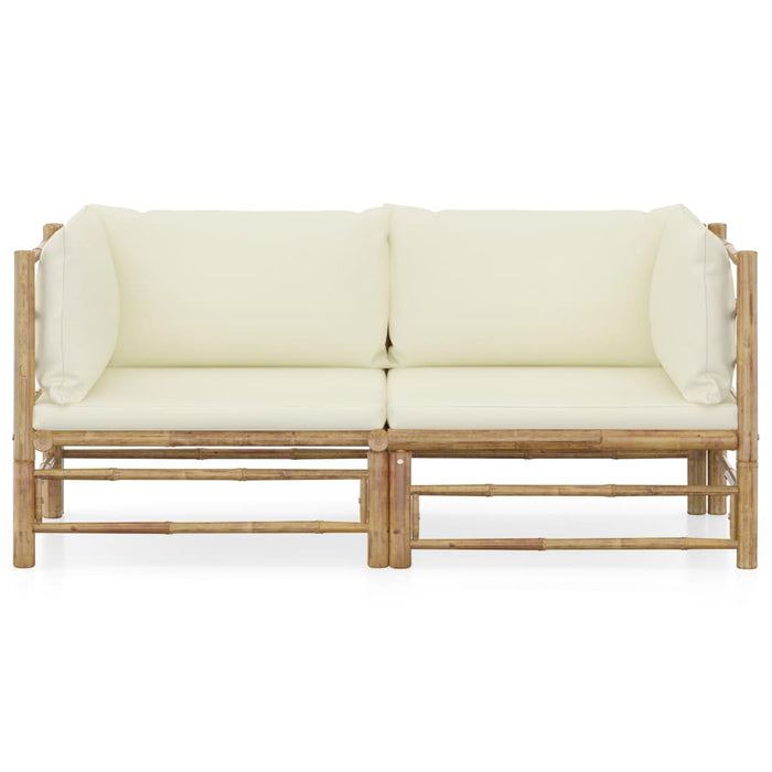 Set mobilier de grădină cu perne alb crem, 2 piese, bambus - WALTI WALTI
