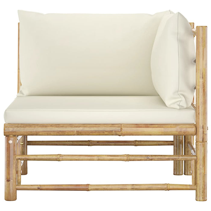 Set mobilier de grădină cu perne alb crem, 2 piese, bambus - WALTI WALTI