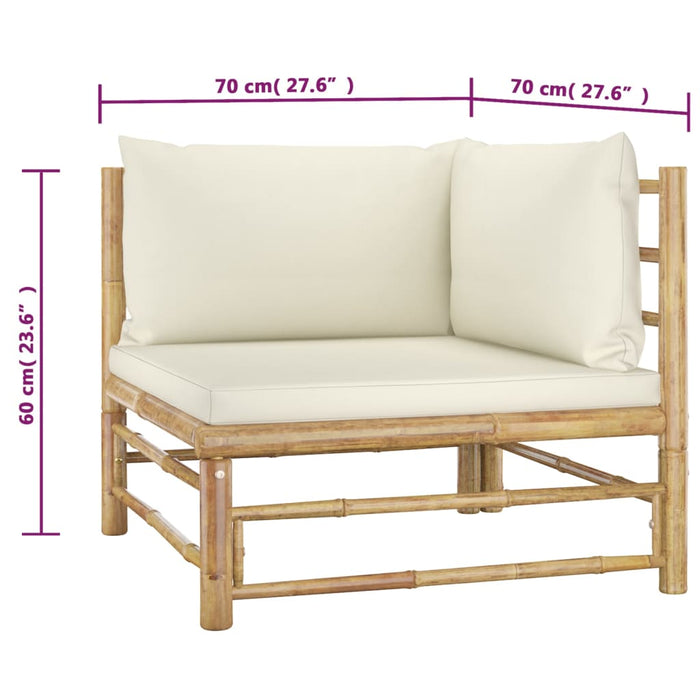 Set mobilier de grădină cu perne alb crem, 2 piese, bambus - WALTI WALTI