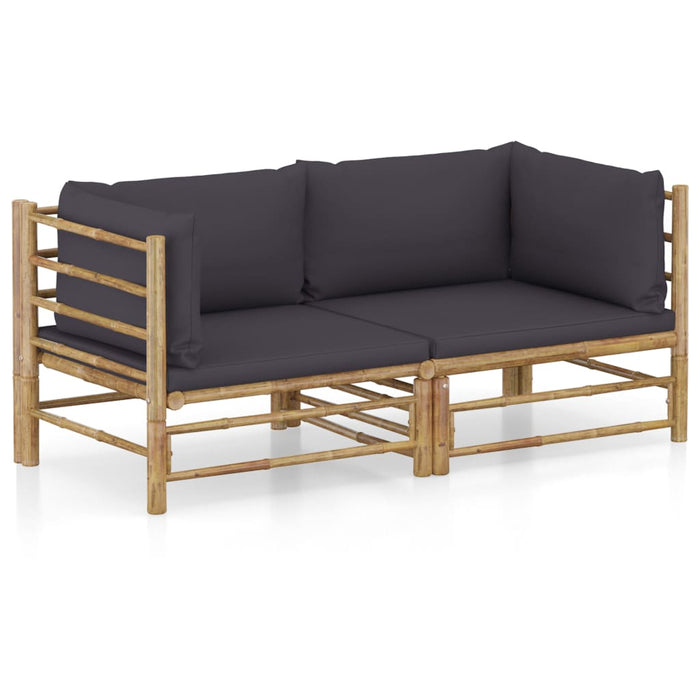 Set mobilier de grădină cu perne gri închis, 2 piese, bambus - WALTI WALTI