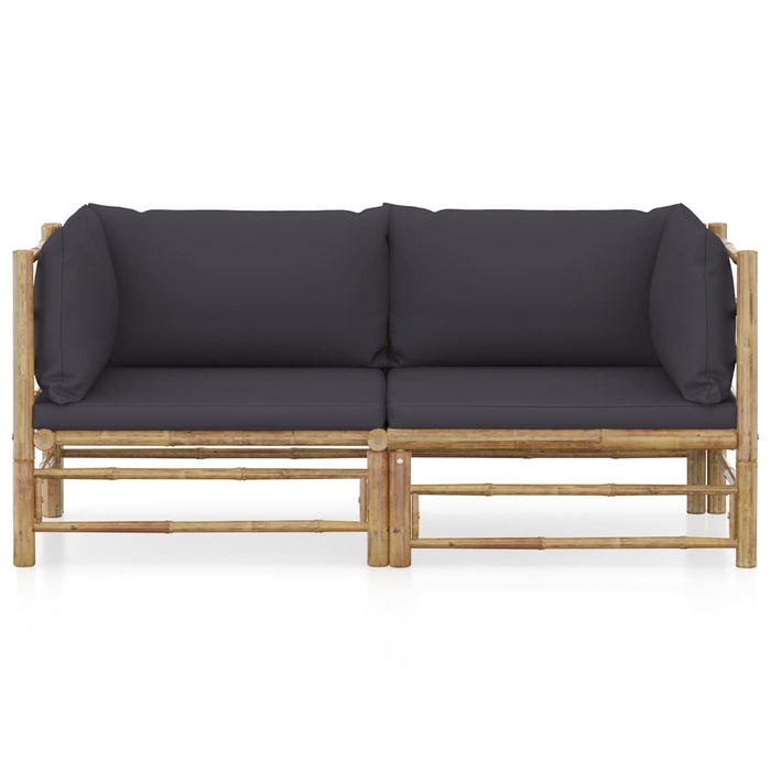 Set mobilier de grădină cu perne gri închis, 2 piese, bambus - WALTI WALTI