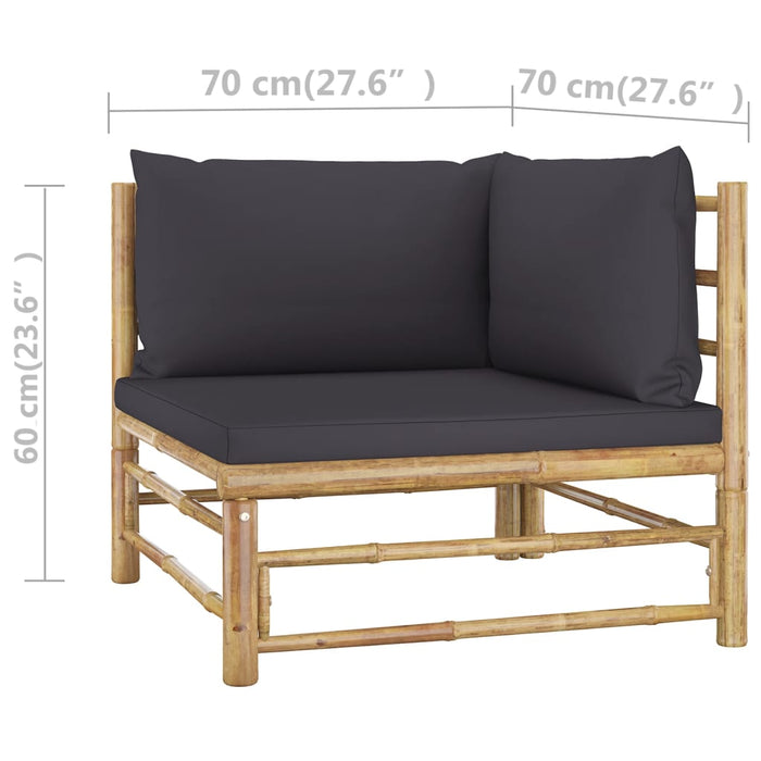 Set mobilier de grădină cu perne gri închis, 2 piese, bambus - WALTI WALTI