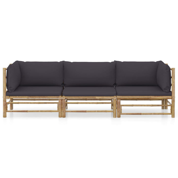 Set mobilier de grădină, perne gri închis, 3 piese, bambus - WALTI WALTI
