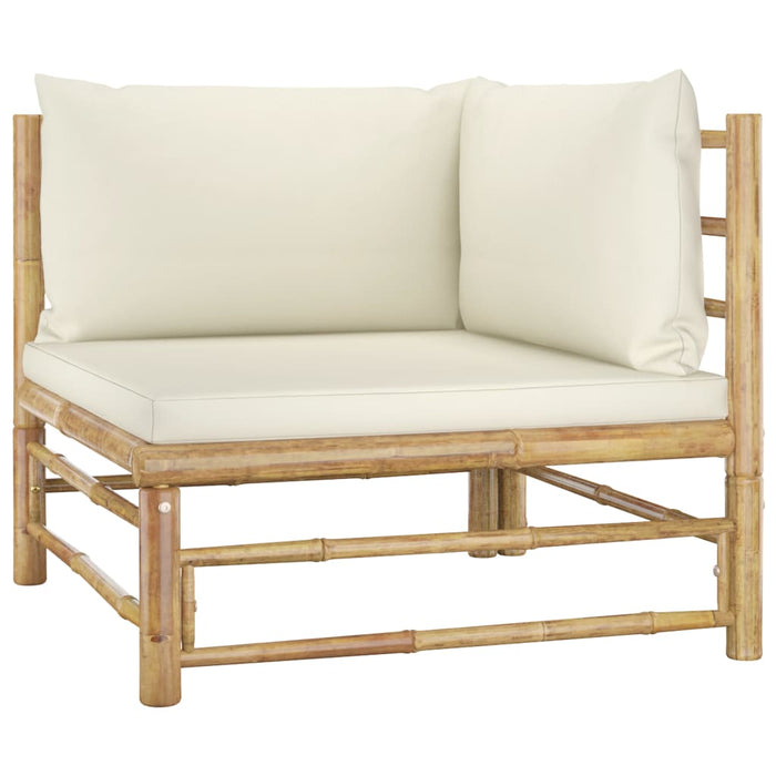 Set mobilier de grădină, cu perne alb crem, 4 piese, bambus - WALTI WALTI