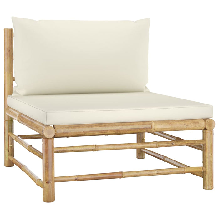Set mobilier de grădină, cu perne alb crem, 4 piese, bambus - WALTI WALTI
