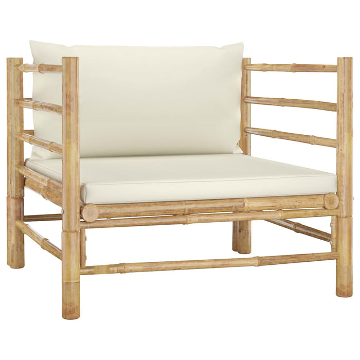 Set mobilier de grădină cu perne alb crem, 5 piese, bambus - WALTI WALTI