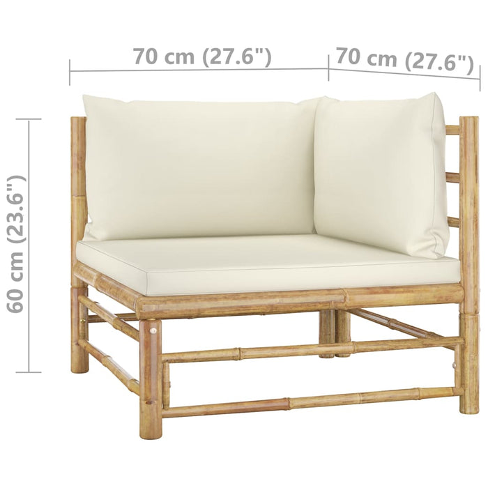 Set mobilier de grădină cu perne alb crem, 5 piese, bambus - WALTI WALTI